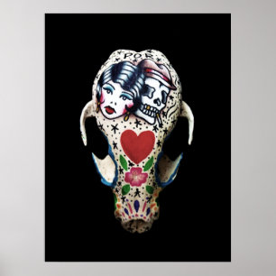 Póster Crânio pintado Rockabilly