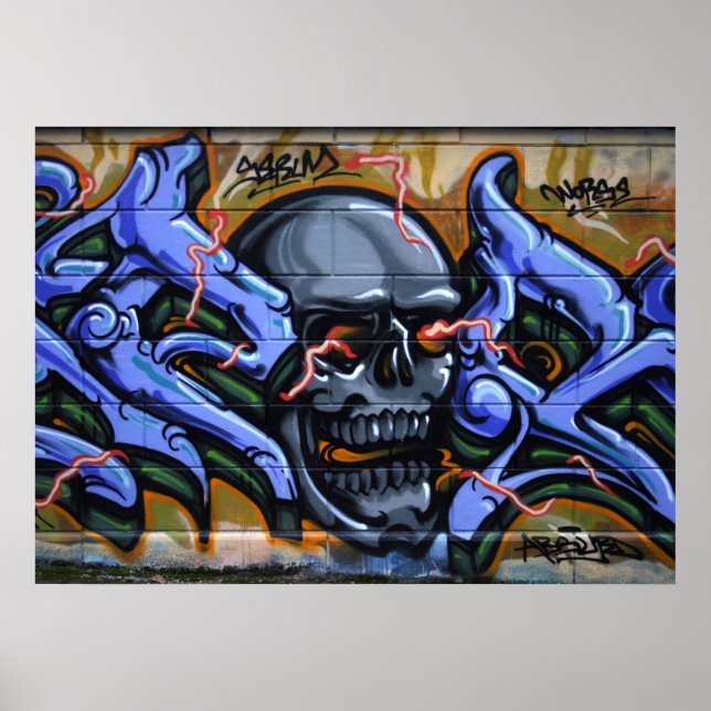 Póster Crânio Terrível Com Olhos Queimados (Frente)