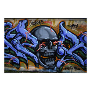 Póster Crânio Terrível Com Olhos Queimados