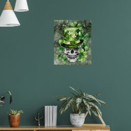 Poster Cranio Vívido com Ilustração de Chapéu Verde