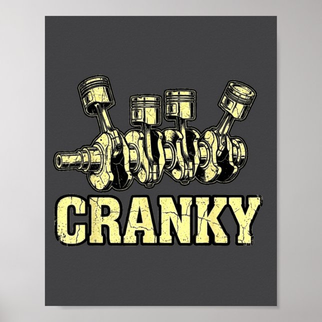 Poster Cranky Car Engine Crankshaft Fathers Day Dad Men H (Frente)