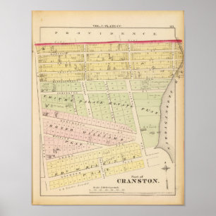 Poster Cranston, mapa de RI