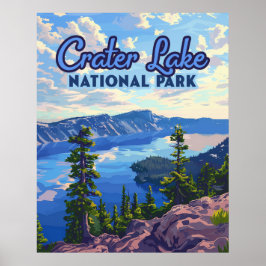 Poster Crater Lake National Park Oregon Retro