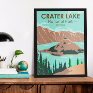 Poster Crater Lake National Park Oregon Vintage