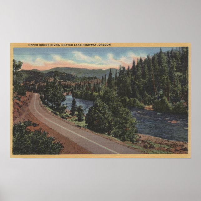 Póster Crater Lake, Oregon - Upper Rogue (Frente)