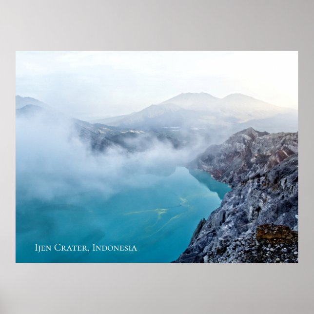 Poster Cratera de Enxofre da Montanha Lago Azul Névoa Nev (Frente)
