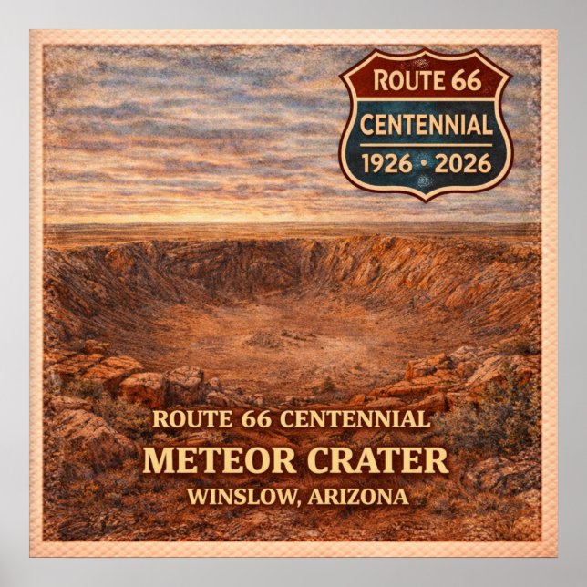 Poster Cratera de Meteorito Arizona Rota 66 (Frente)