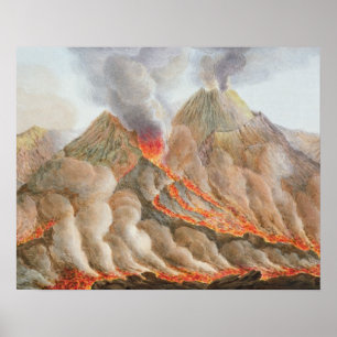 Póster Cratera do Monte Vesúvio a partir de um desenho or