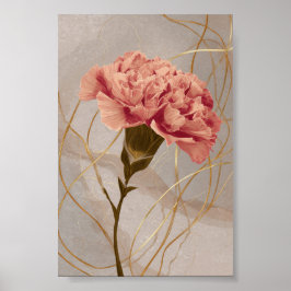 Poster Cravata Floral Rosa Bege Dourado