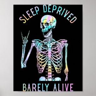 Poster Craveira Tie Dye Privado de Sono Esqueleto Crânio