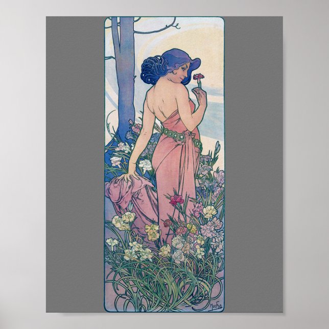 Poster Cravo (Quatro Flores), Alphonse Mucha (Frente)