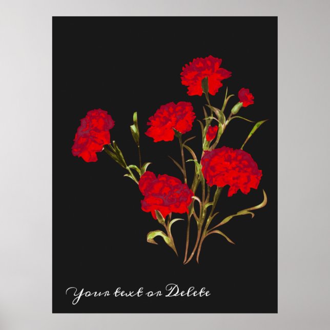 Poster Cravo Vermelho Floral Elegante Personalizável (Frente)
