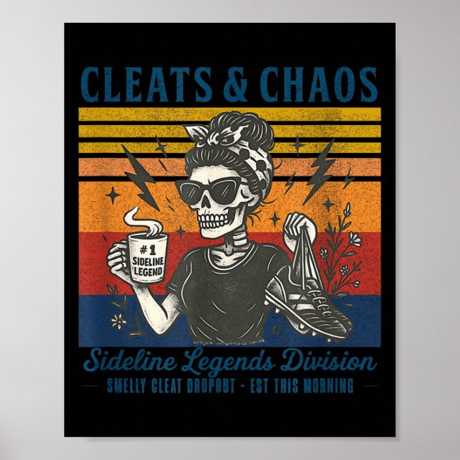 Poster Cravos &amp; caos esqueleto mãe de futebol engraça (Frente)