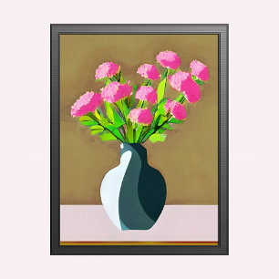 Poster Cravos cor-de-rosa numa Arte Moderna Vase