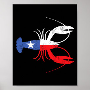Poster Crawfish Texas Crawaddy Southern Comida Mardi Gras