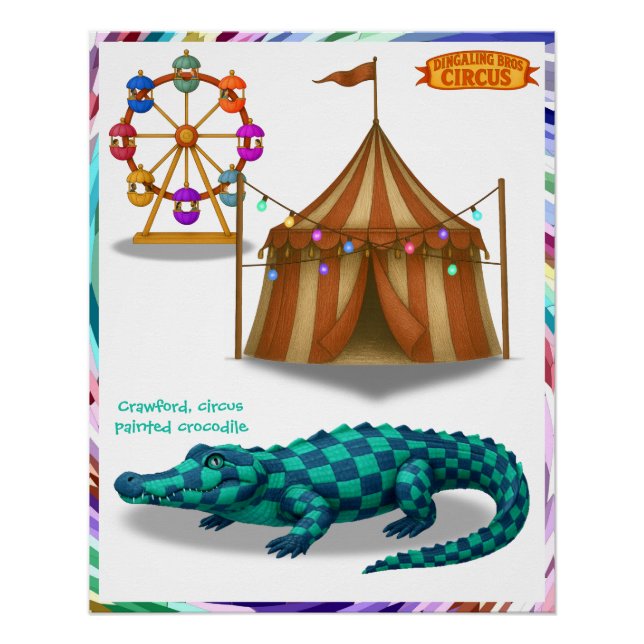 Póster Crawford, crocodilo de circo pintado (Frente)