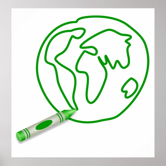 Póster Crayon Green Globe (Frente)