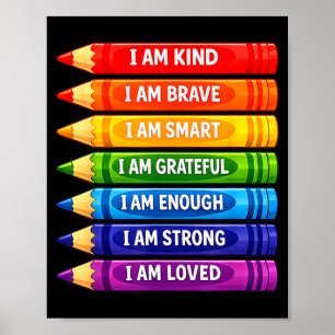 Poster Crayons de afirmações positivas para crianças
