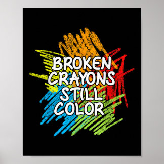 Poster Crayons Partidos Ainda Coloridos Conscientes de Sa