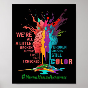 Poster Crayons Partidos Ainda Cores Sensibilização Para A