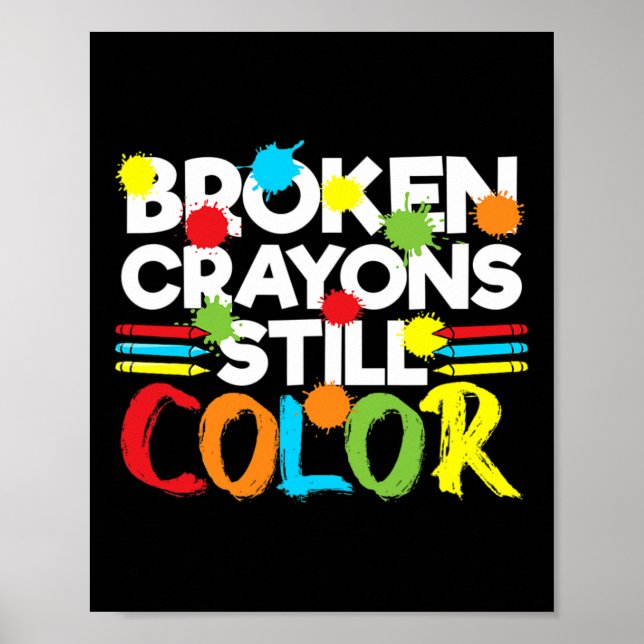 Poster Crayons Partidos Ainda Cores Sensibilização Para A (Frente)
