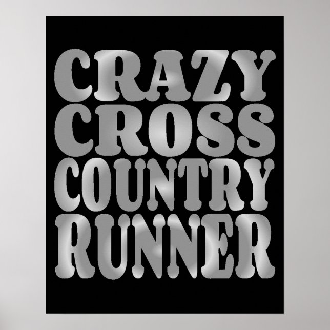 Póster Crazy Cross Country Runner em Prata (Frente)