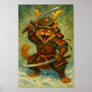 Poster Crazy Samurai Cat