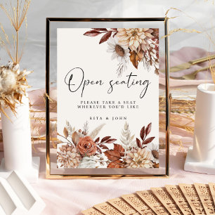 Poster Cream Boho Floral - Sinal de Casamento Aberto