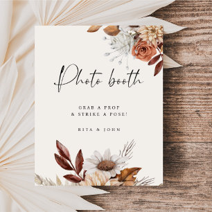 Poster Cream Boho Foto Booth Sinal de Casamento