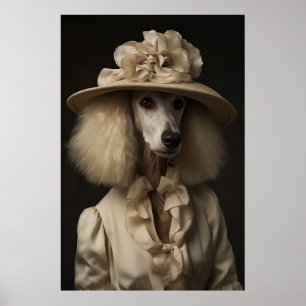 Poster Cream Poodle Flower Hat