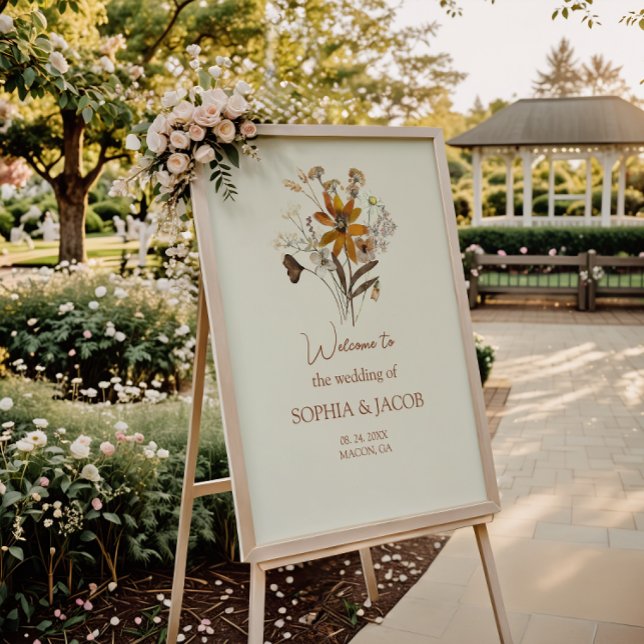 Poster Cream Wildflower Boho Casamento outono Bem-vindo P (Criador carregado)