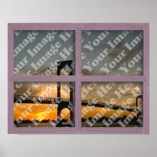 Poster Create Your Own 4 Pane Pink Wood Window Frame