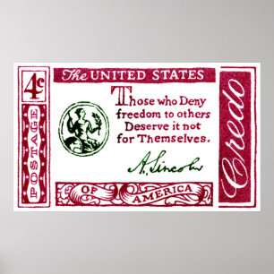 Poster Credo 1960 do americano de Abraham Lincoln