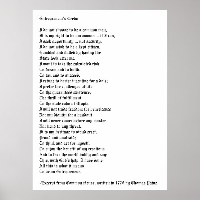 Poster Credo do Empreendedor (Frente)