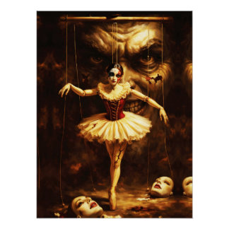 Póster Creepy Marionette Ballerina Horror Puppet Art