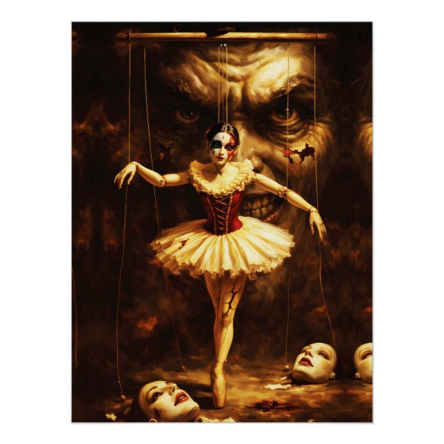 Póster Creepy Marionette Ballerina Horror Puppet Art  (Frente)