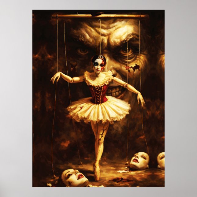 Poster Creepy Marionette Ballerina Horror Puppet Art  (Frente)