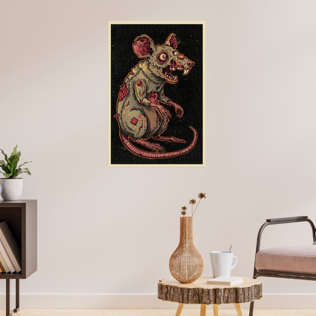 Poster Creepy Zombie Rat Illustration (Sala de Estar 3)