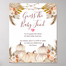 Poster Creme Branco Pumpkin Floral Supõe que o bebê Comid