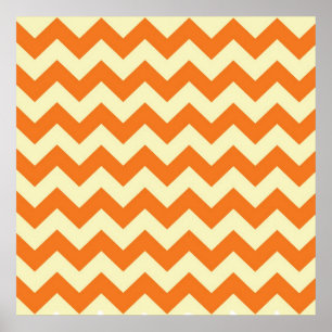 Poster Creme Laranja Citrus Chevron ZigZag Stripes Gifes