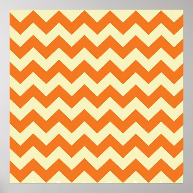 Poster Creme Laranja Citrus Chevron ZigZag Stripes Gifes (Frente)
