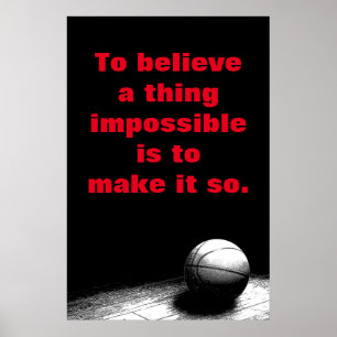 Poster Crença Inspiracional Motivacional de Basquete