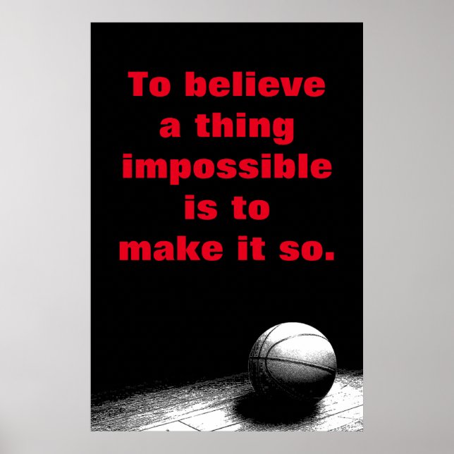 Poster Crença Inspiracional Motivacional de Basquete (Frente)
