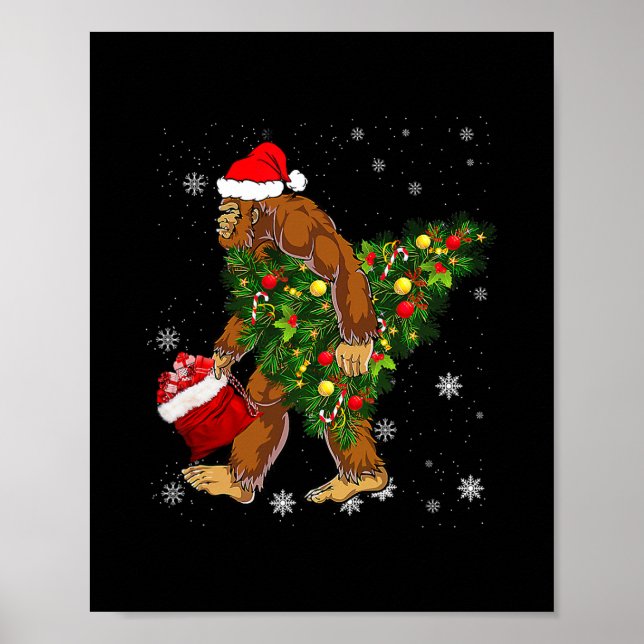 Poster crente de sasquatch da árvore de natal do carregan (Frente)