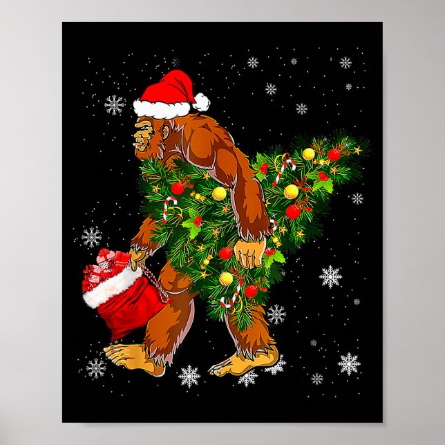 Poster Crente do Pé-Grande carregando árvore de Natal Sas (Frente)