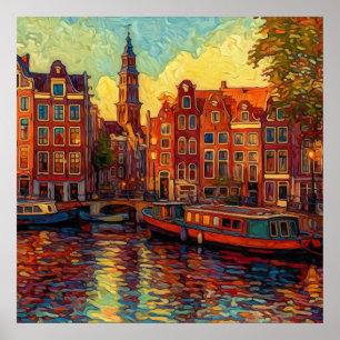 Poster Crepúsculo de Amsterdã Arte Expressionista Holan