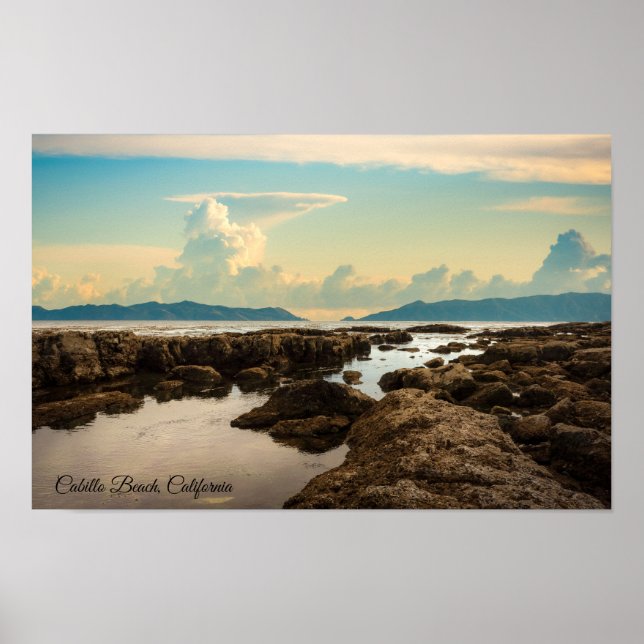 Poster Crepúsculo nas Piscinas de Maré na Praia de Cabril (Frente)
