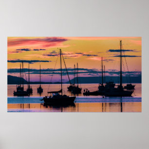Poster Crepúsculo sobre o porto de Ushuaia