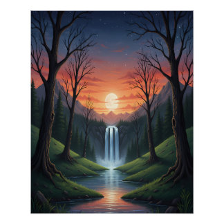 Póster Crepúsculo: Uma Paisagem Florestal Serena