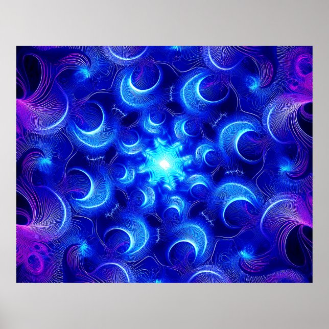 Poster Crescent Moon Blue Fractals (Frente)